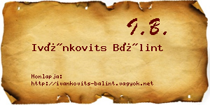 Ivánkovits Bálint névjegykártya